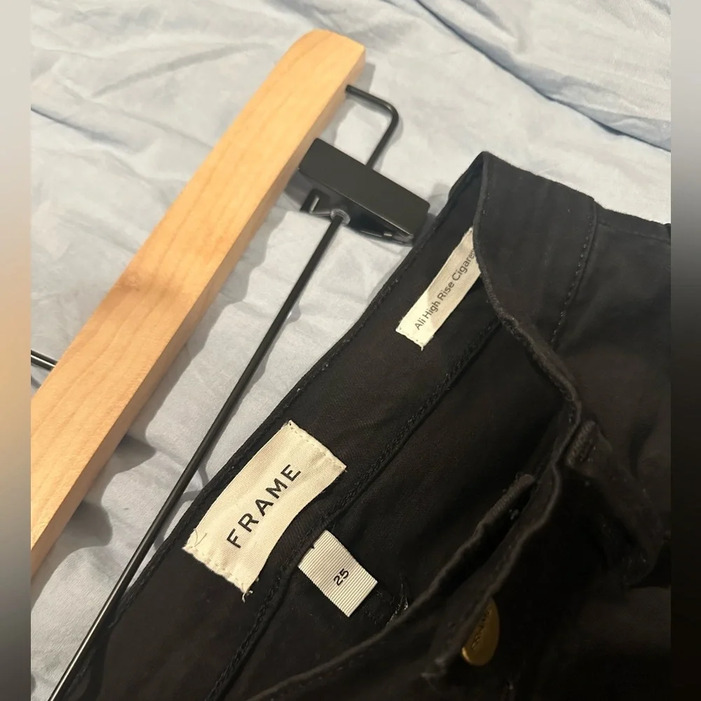 FRAME Ali High Rise Cigarette Jeans Noir Black Size 25 Slim Straight - Picture 6 of 7
